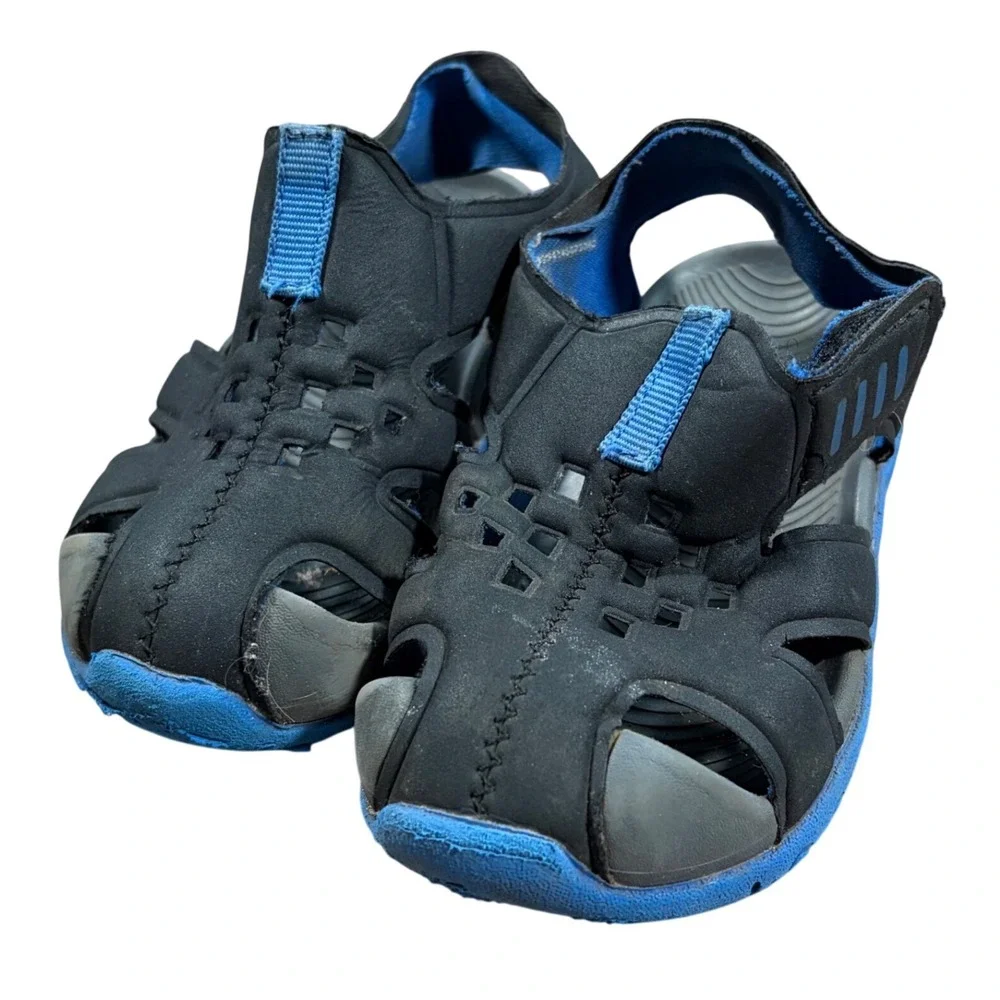 Wonder Nation Toddler Boys Black Blue Fisherman Sandals Water Shoes Size‎ 5-6